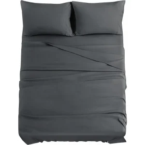 Dark Gray Queen Sheets Set, with 14 inch Deep Pocket. Comfy, Breathable, Fitted for Home & Hotel.
