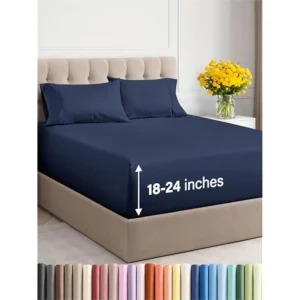 Extra Deep Pocket Queen Sheets - 4 Piece  Hotel Luxury Bed Sheet Set - Soft, Wrinkle Free & Cooling