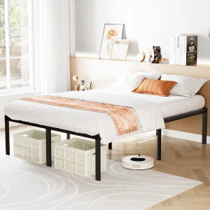 Basic Twin, Full, Queen or King Size Metal Platform Bedframe with Storage Space underneath. Supports 350LBS