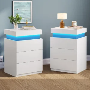 Set of 2 Nightstands with Sliding top. Charging Station and Power outlets.