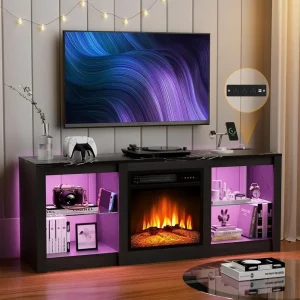 58 inch Entertainment console-18" Fireplace Insert- For TVs Up to 65"-TV