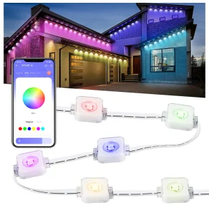 Permanent Outdoor Lights, Smart RGB Northern Lights , 100ft with 60 LED Eave Lights .Waterproof for Any Holiday