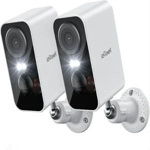 2 PCS 2K Wireless WiFi Surveillance Camera with Battery, Night Vision, Color and AI & PIR Motion Detection, Outdoor/Indoor